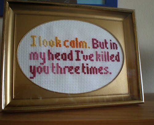 I look calm cross-stitch I look calm cross-stitch