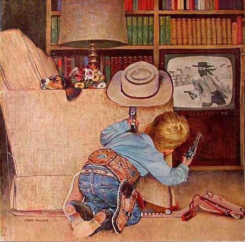"Good Guys Wear White Hats," by John Falter. November 9, 1957 cover of <em>The Saturday Evening Post</em>. © SEPS 2014