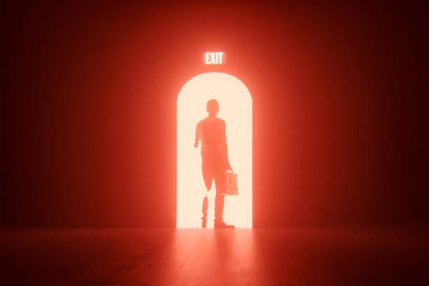 Businessman leaving Businessman leaving. This is entirely 3D generated image. farewell stock pictures, royalty-free photos & images