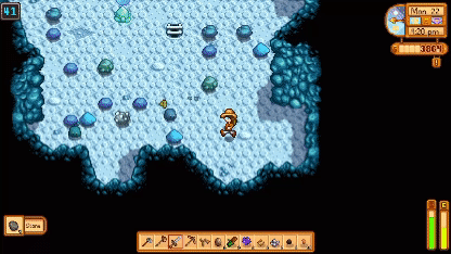 Gameplay clip of Lore player fighting frost slimes in the Mines, Level 41