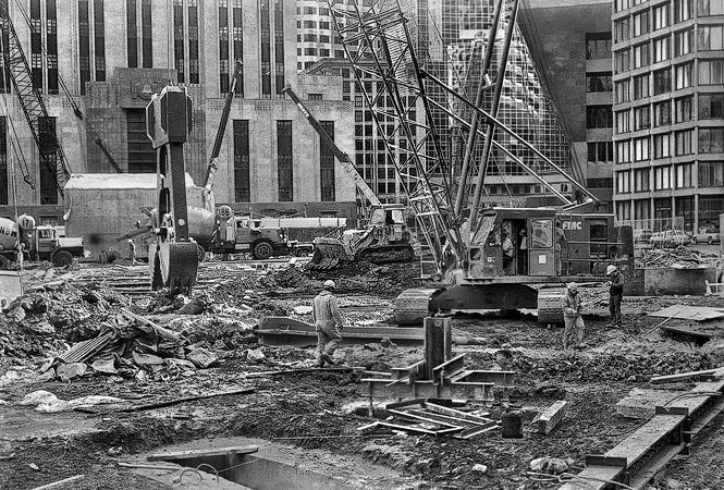 The construction site at Boston's Post Office Square Park