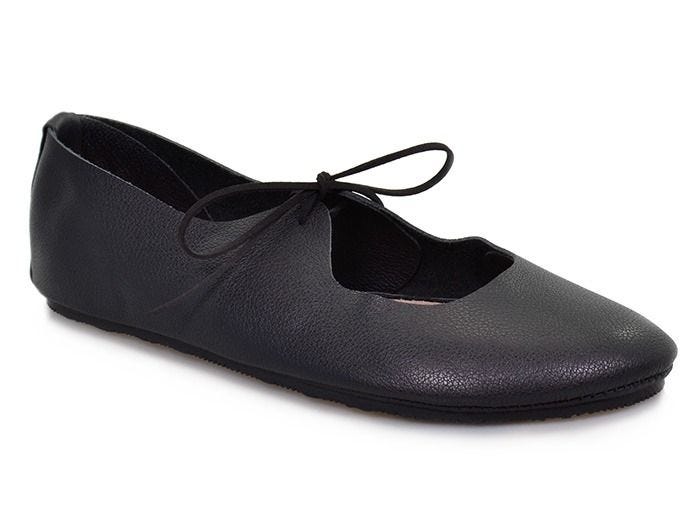 tie closure ballet flat black