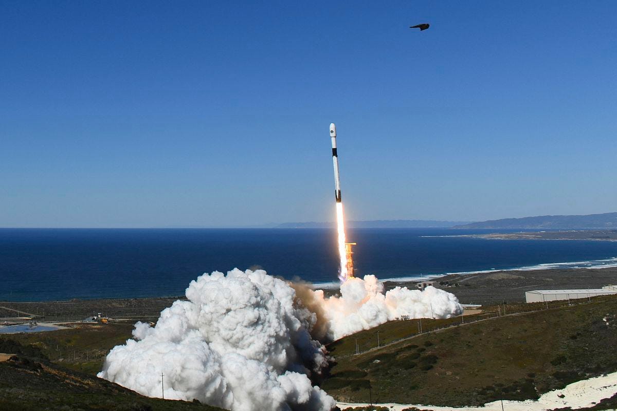 A SpaceX launches from the SLC-4E launch pad at Vandenberg US Space Force Base on February 2, 2022, in Lompoc, California. A SpaceX launches from the SLC-4E launch pad at Vandenberg US Space Force Base on February 2, 2022, in Lompoc, California.