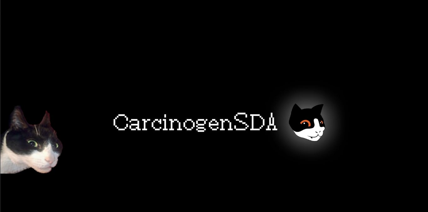 Carci's cat, Poos (rhymes with "loose"), greeting viewers in the opening to many of Carci's video walkthroughs on YouTube. Carci's cat, Poos (rhymes with "loose"), greeting viewers in the opening to many of Carci's video walkthroughs on YouTube.