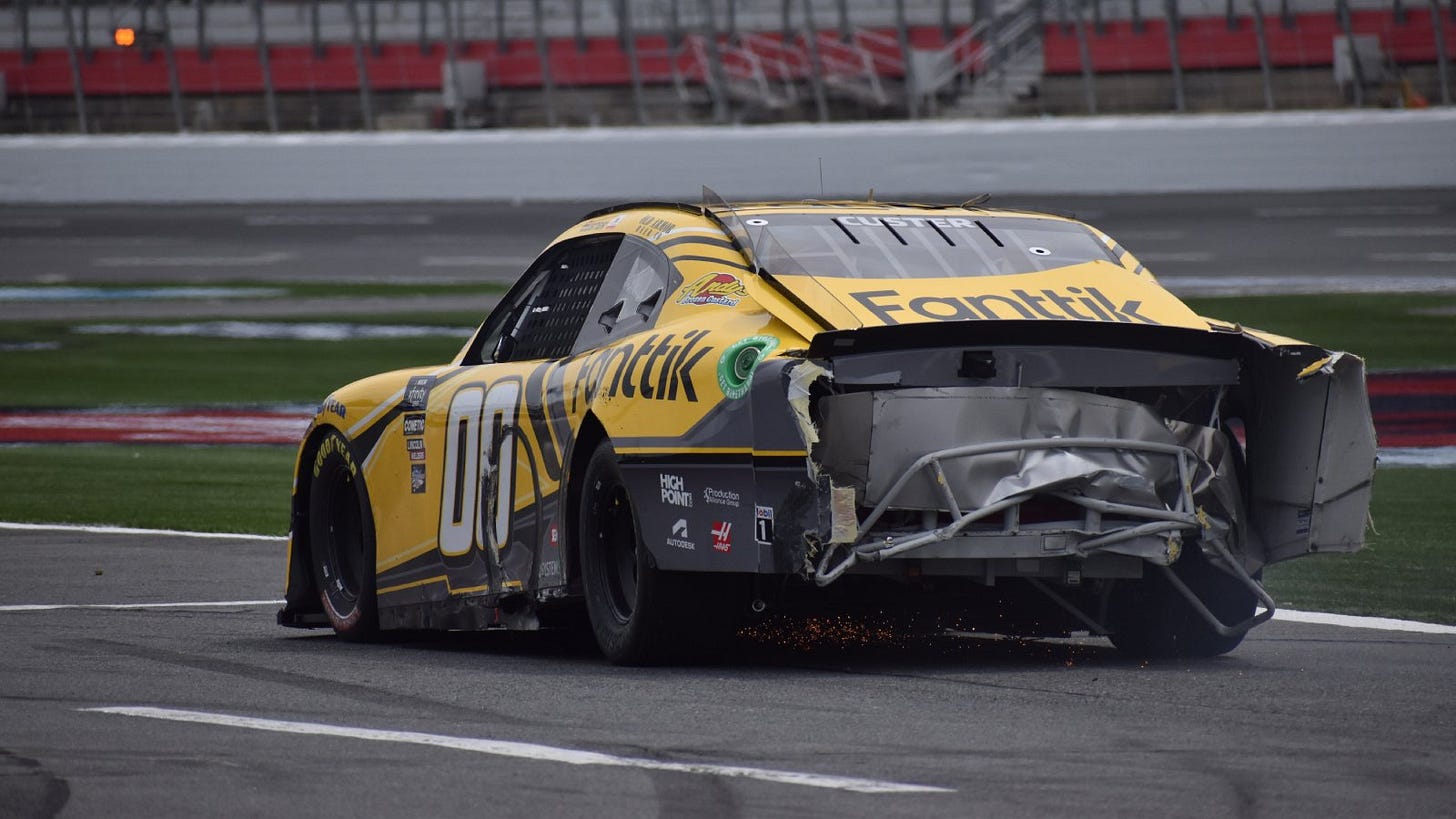 Cole Custer Austin Hill crash Charlotte Motor Speedway BetMGM 300 2024