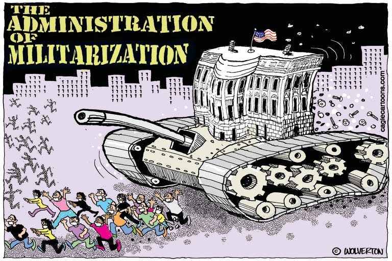Political Cartoon U.S. Trump Portland militarization | The Week