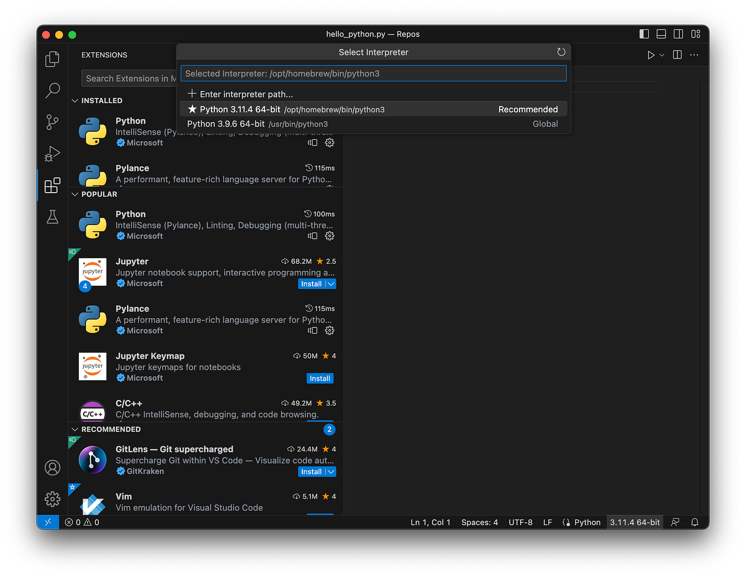 Guide: Homebrew, Python and Visual Studio Code on Mac