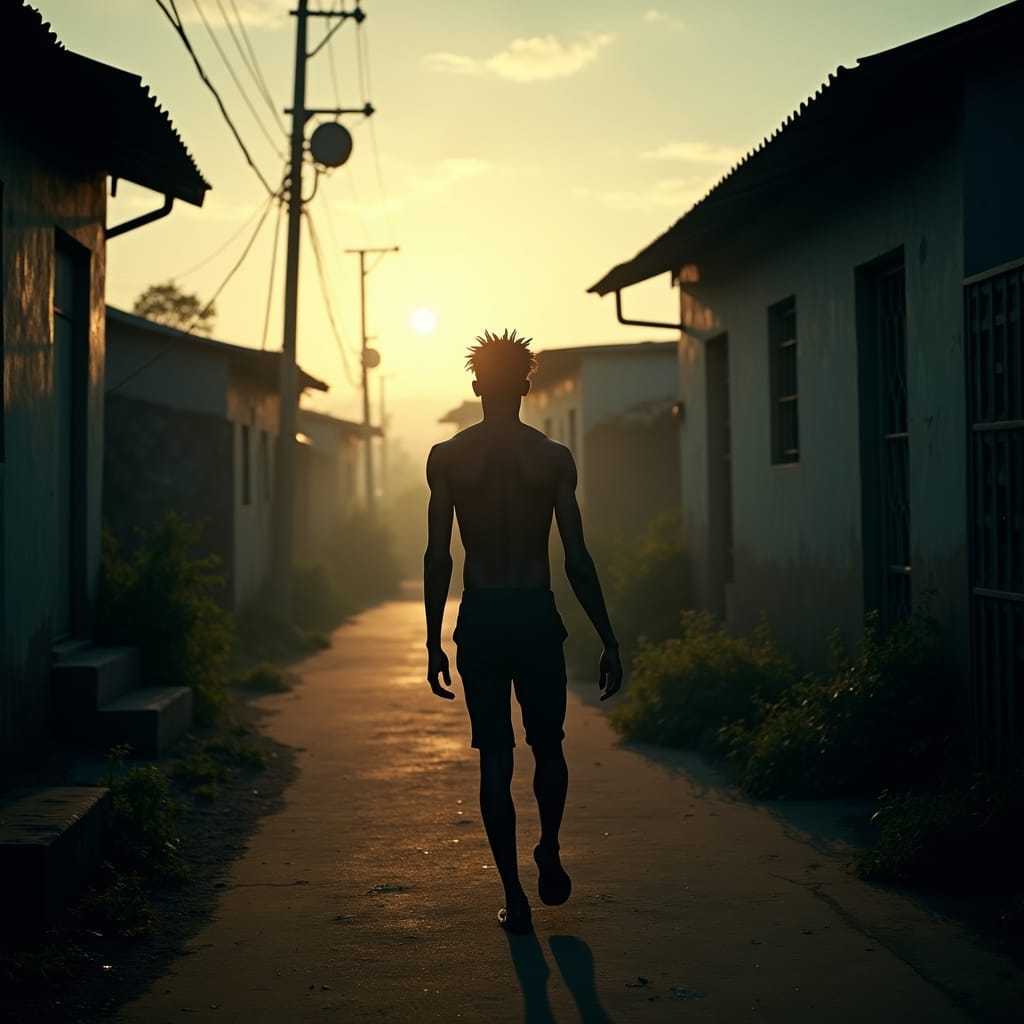 A dark and gritty portrayal of a Jamaican ghetto, set against the backdrop of a crime-ridden urban landscape.