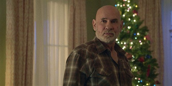 Walker Mitch Pileggi as Bonham with Abilene at Christmas time tree. Walker Mitch Pileggi as Bonham with Abilene at Christmas time tree.