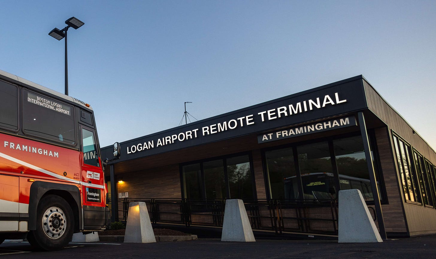 Logan Airport Remote Terminal at Framingham with Landline coach