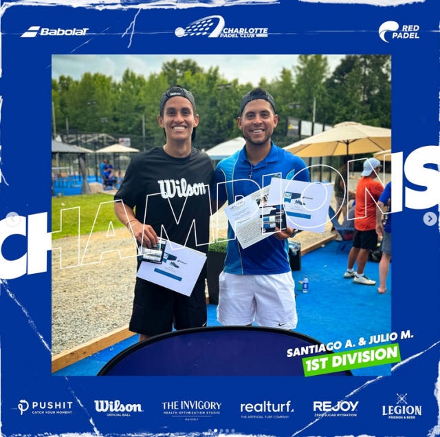 Charlotte Padel Club Invitational Men's Division 1 Winners