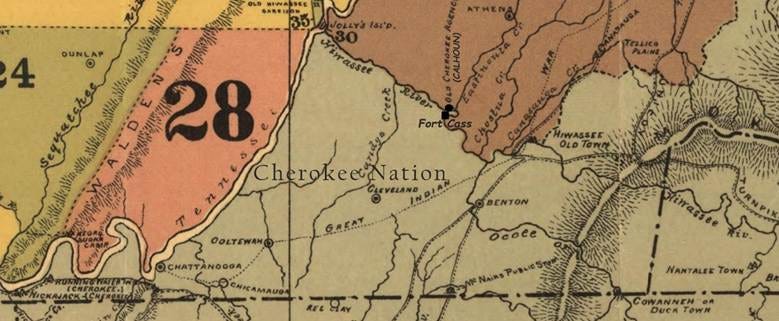 map of northern Cherokee Nation in 1835 map of northern Cherokee Nation in 1835