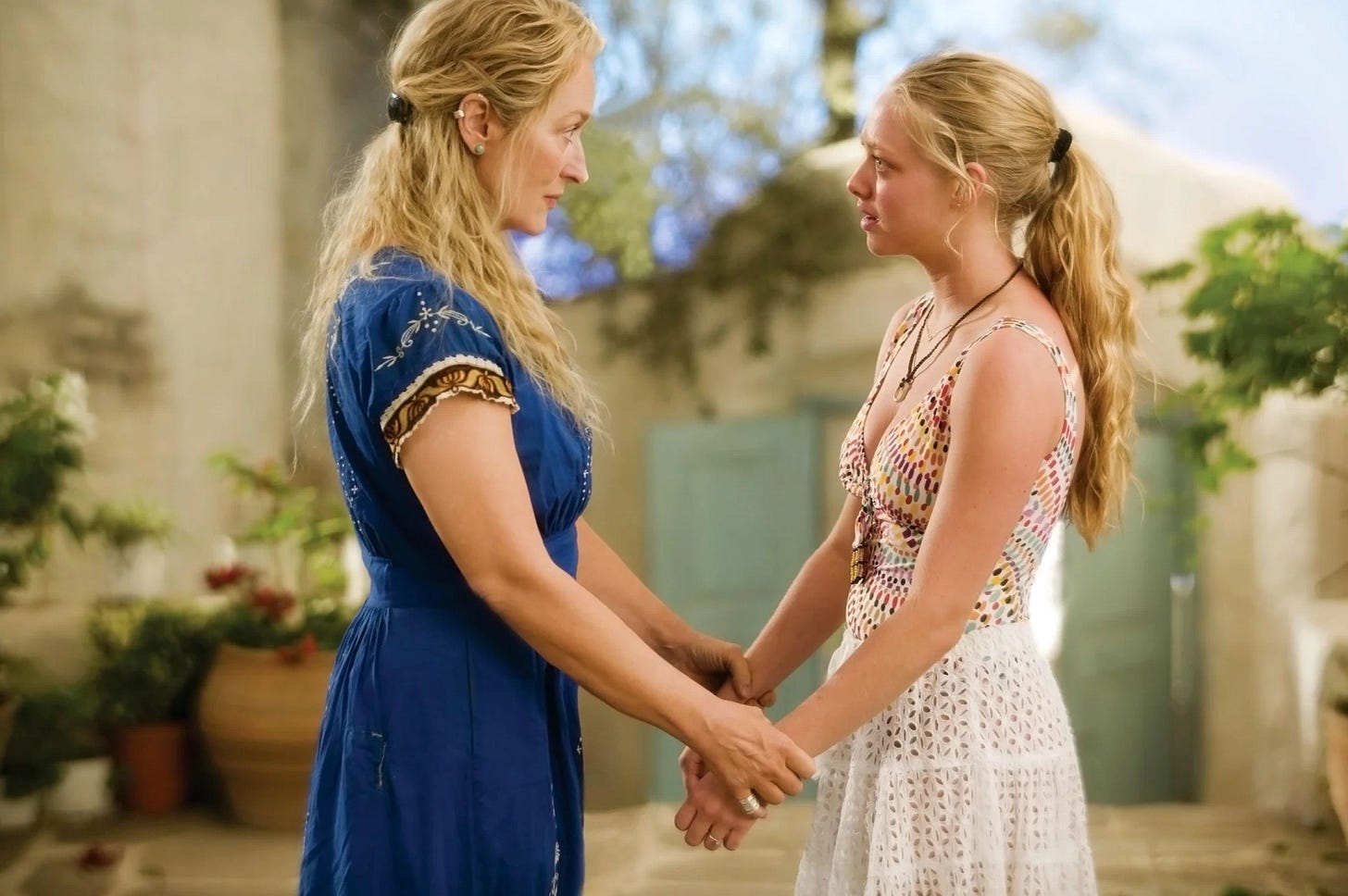 Meryl Streep and Amanda Seyfried as Donna Sheridan and Sophie Sheridan in Mamma Mia!