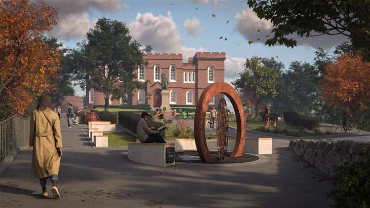 An artist's impression of the new Journey Stone artwork in the grounds of Inverness Castle.