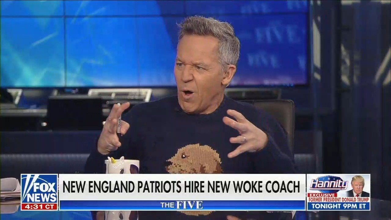 Fox News' "The Five"

chyron reads, "NEW ENGLAND PATRIOTS HIRE NEW WOKE COACH"