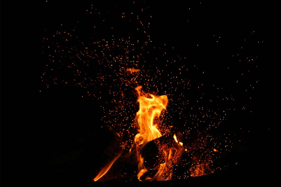 Fire sparking magic across the black Fire sparking magic across the black