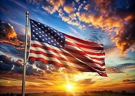American Flag Proudly Waving In Air On ...