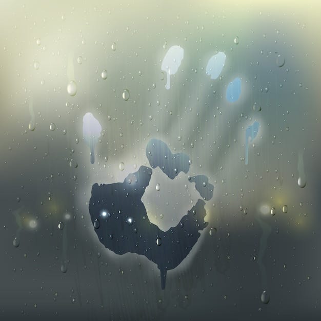 Colored hand on misted glass realistic composition with rain stains and  handprint on the window | Free Vector
