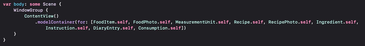 Setting up the ModelContainer for SwiftData