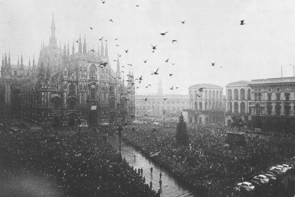 I funerali delle vittime di piazza Fontana