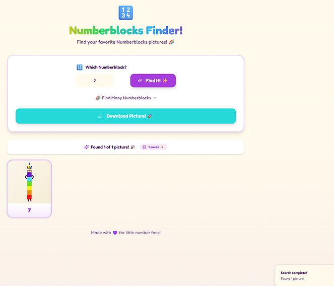 Numberblocks image finder and generator app