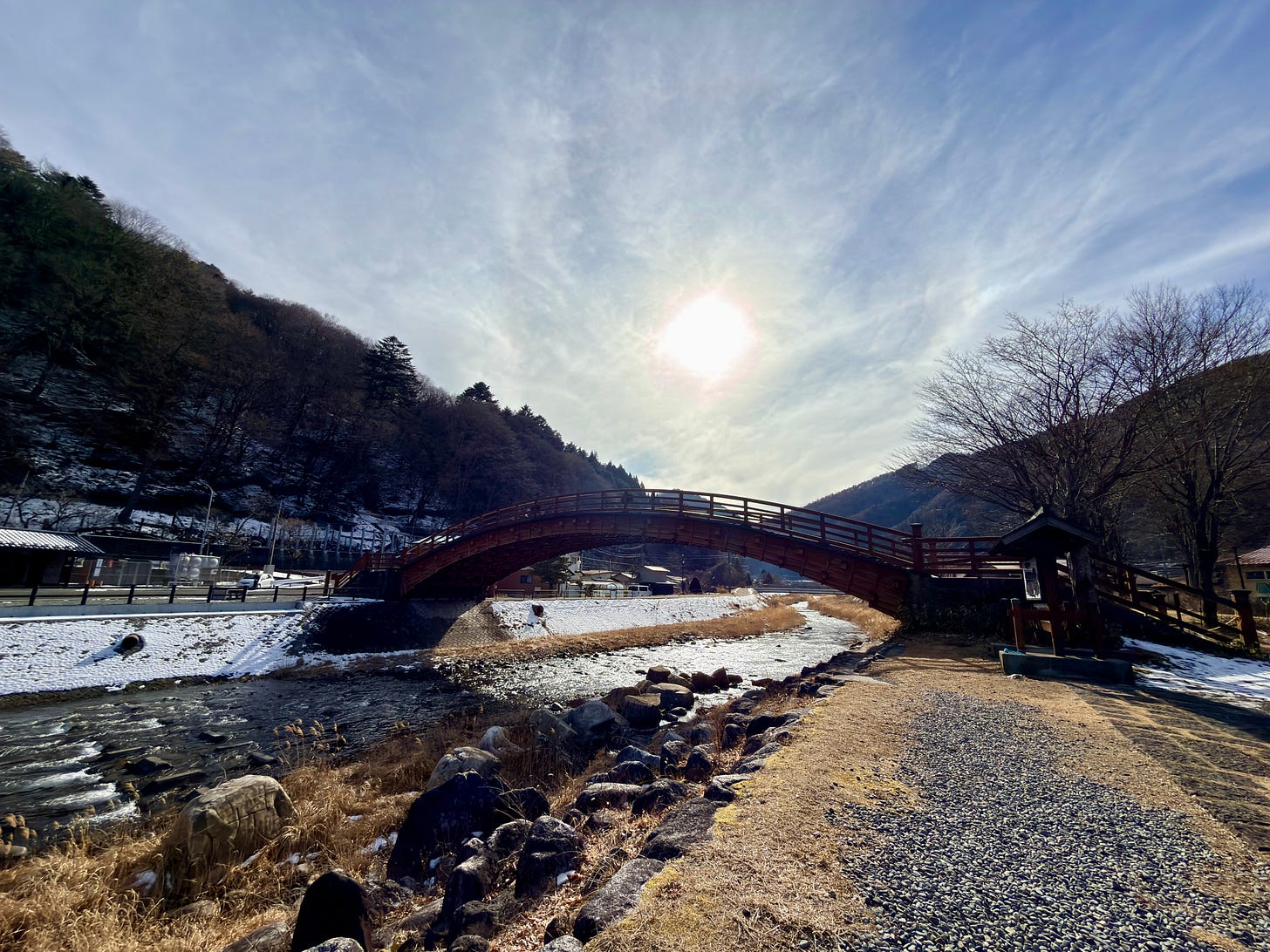 Kiso-no-Ohashi Bridge in Narai Juku