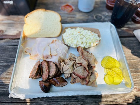 restaurant, tables, sign, brisket, bread