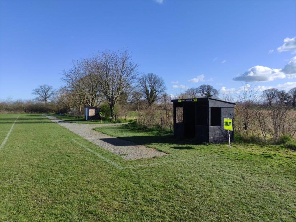 The start line, by a shelter next to the playing fields.