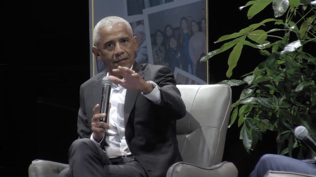 President Barack Obama speaking at an event.