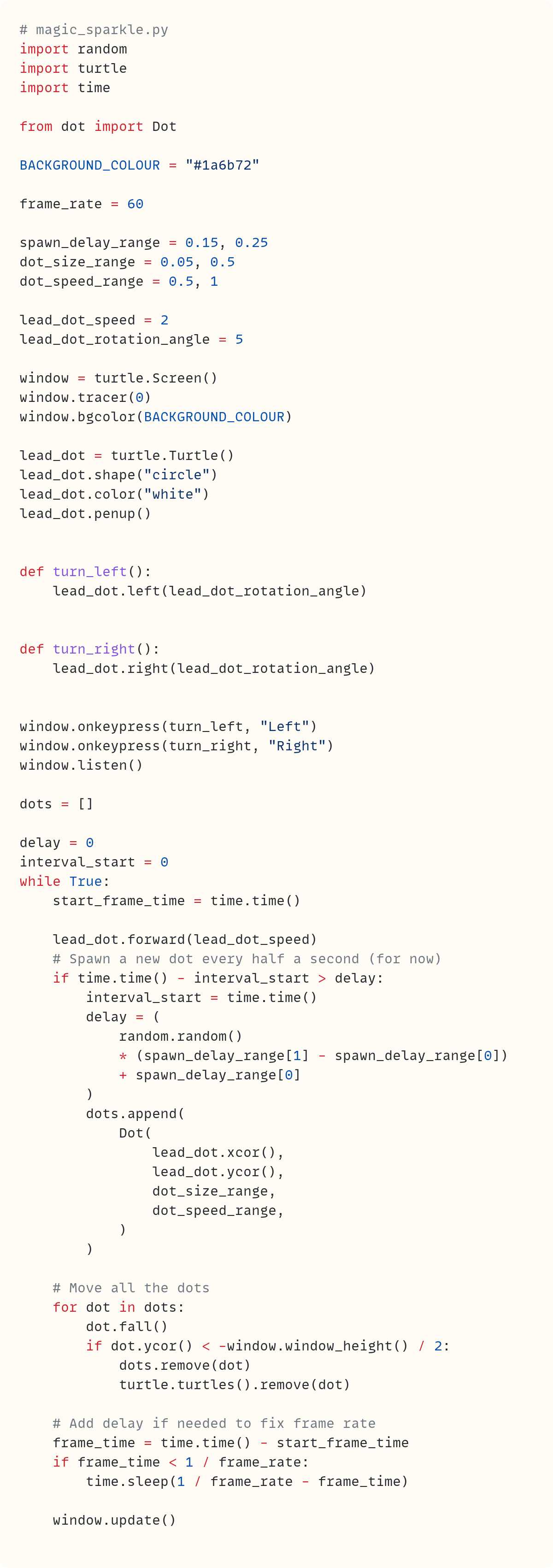 A Touch of Randomness Makes The Magic Sparkle • A Python `turtle` Animation