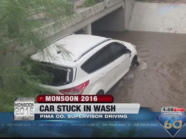 Pima County Supervisor rescued from flooded wash