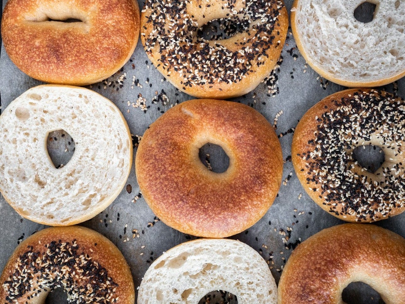 brown donuts on gray tray