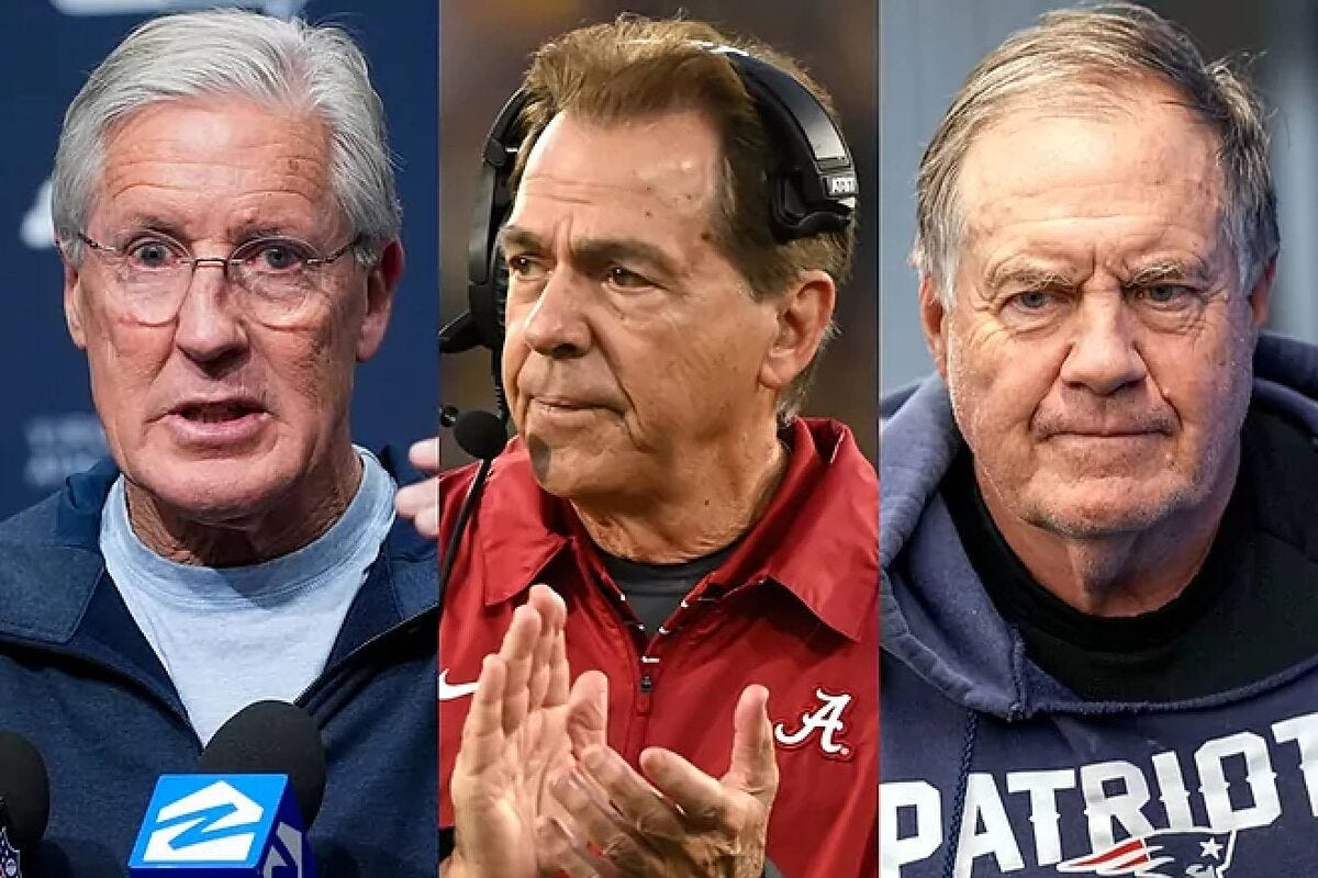 El futbol americano está perdiendo a coaches legendarios: Carroll, Saban...  ¿Será Belichick el siguiente? | Marcausa