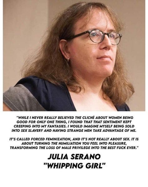 the GC/TERF meme discussed in this essay. it features a photo of Julia followed by the out-of-context quote in question. It's too long to include here, but it can be found in Chapter 16 of Whipping Girl.