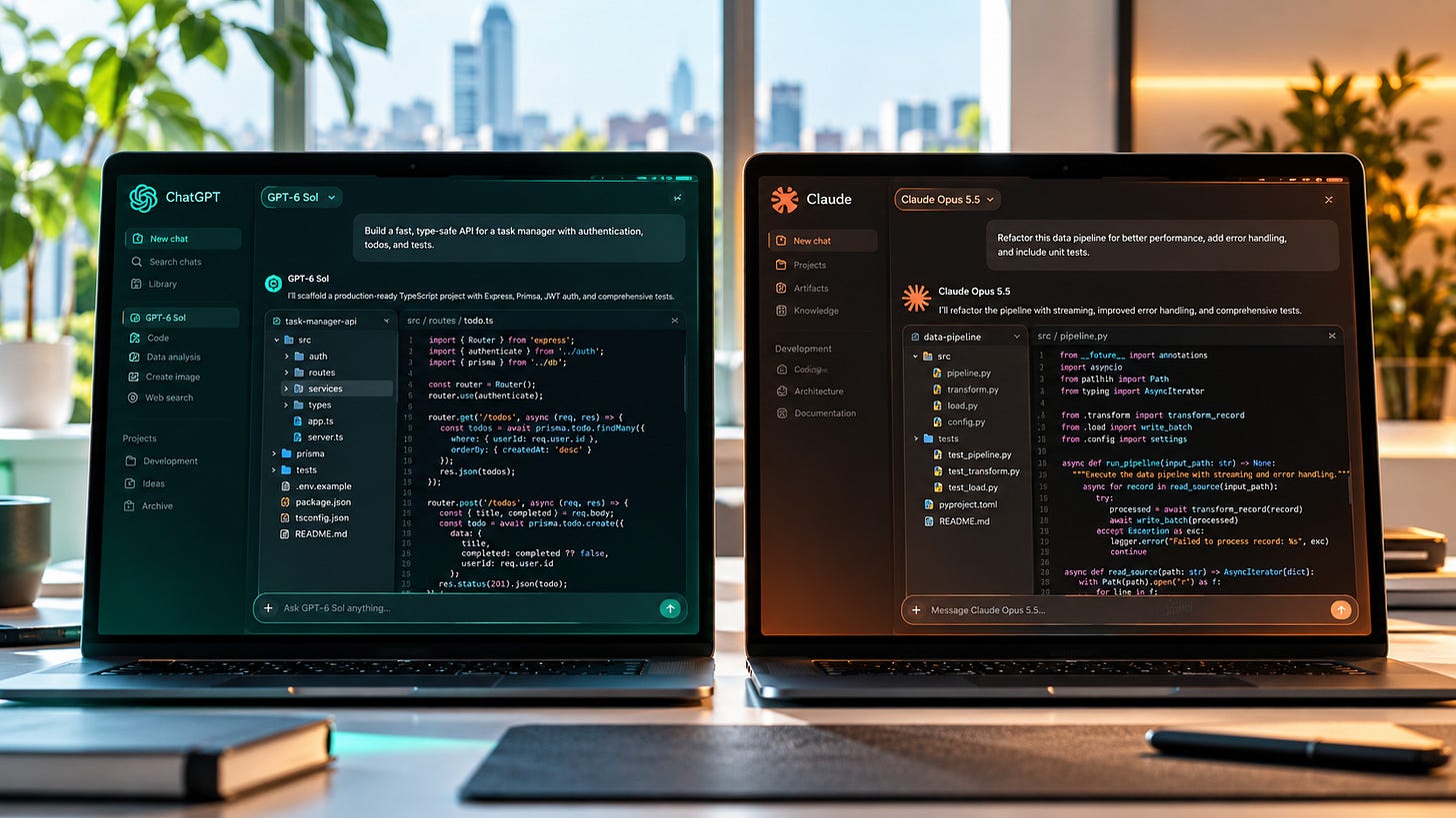 GPT-6 Sol vs Claude Opus 5.5: which coding model should you use? GPT-6 Sol vs Claude Opus 5.5: which coding model should you use?