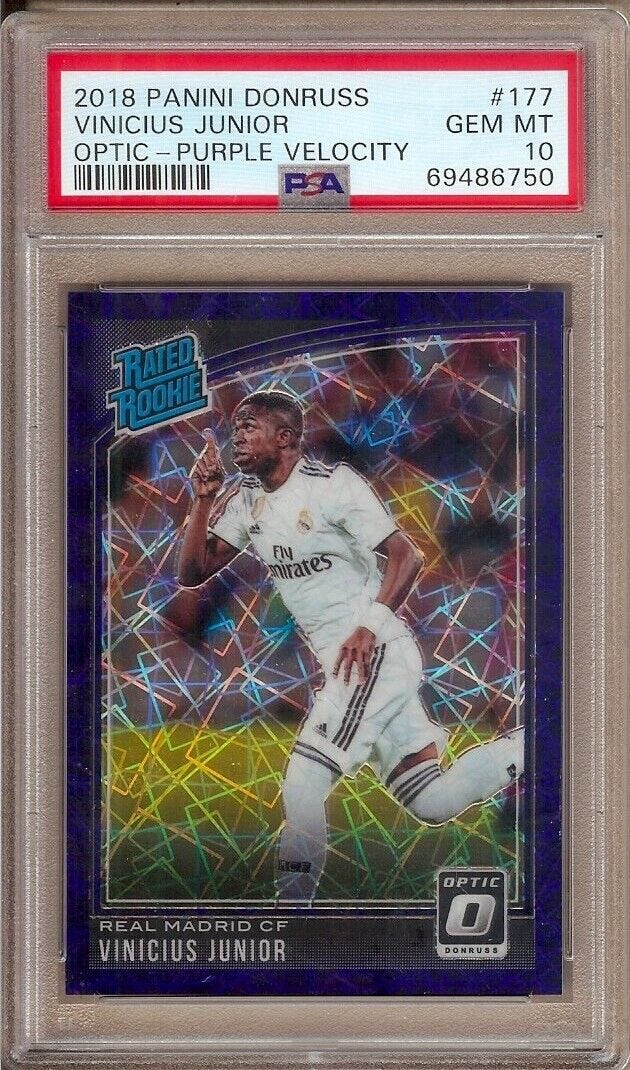 2018 PANINI DONRUSS OPTIC PURPLE VELOCITY #177 VINICIUS JUNIOR RC 109/125 PSA 10 - Picture 1 of 2