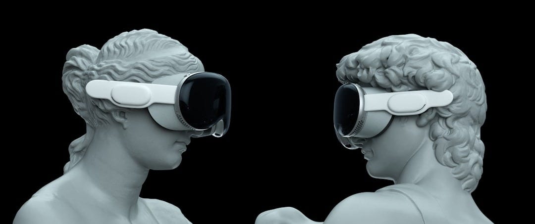 a couple of statues wearing virtual glasses a couple of statues wearing virtual glasses