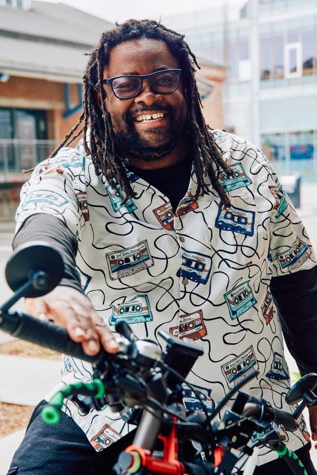 FatbikeHero Doing Performance Art as The Human API.