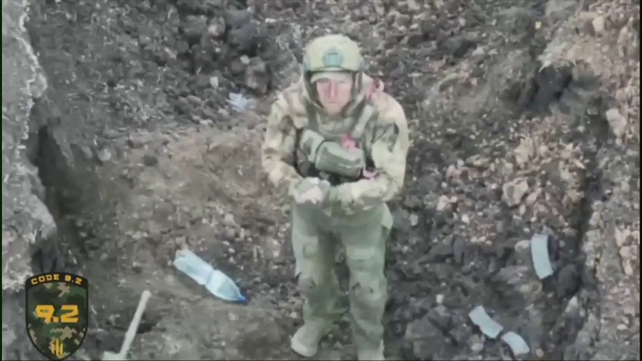 Russian soldier surrenders to Ukrainian drone Russian soldier surrenders to Ukrainian drone
