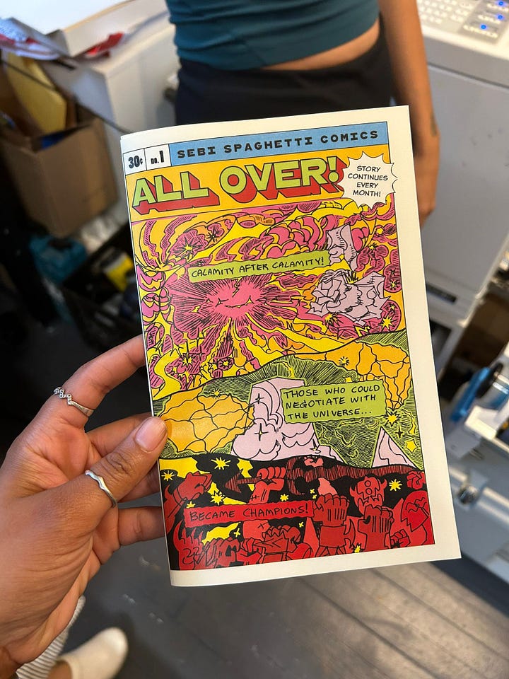 Sebastian Seb Rodriguez-Delgado September issue cover featuring All Over! a comic by Sebi Spaghetti