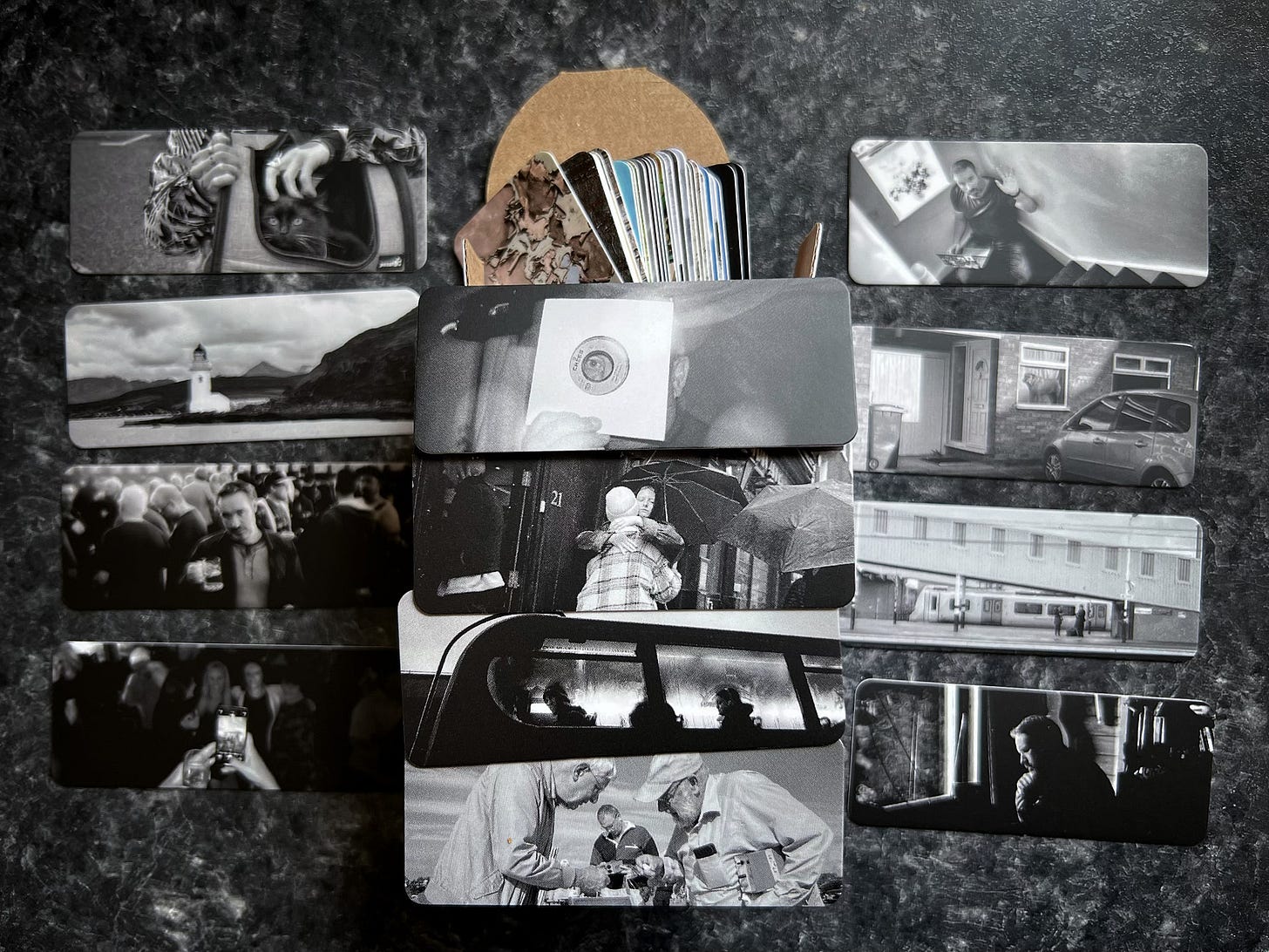 Some moo cards on my kitchen counter. 