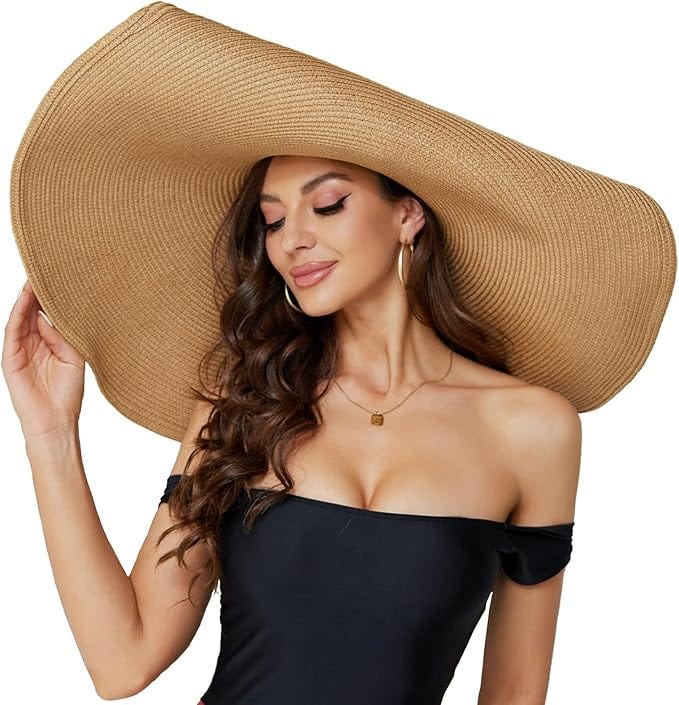 Oversized Beach Straw Hat for Women, Fashion Large Wide Brim Visor Hats Handmade Roll Up Floppy Sun Hat for Summer Beach Cap Oversized Beach Straw Hat for Women, Fashion Large Wide Brim Visor Hats Handmade Roll Up Floppy Sun Hat for Summer Beach Cap