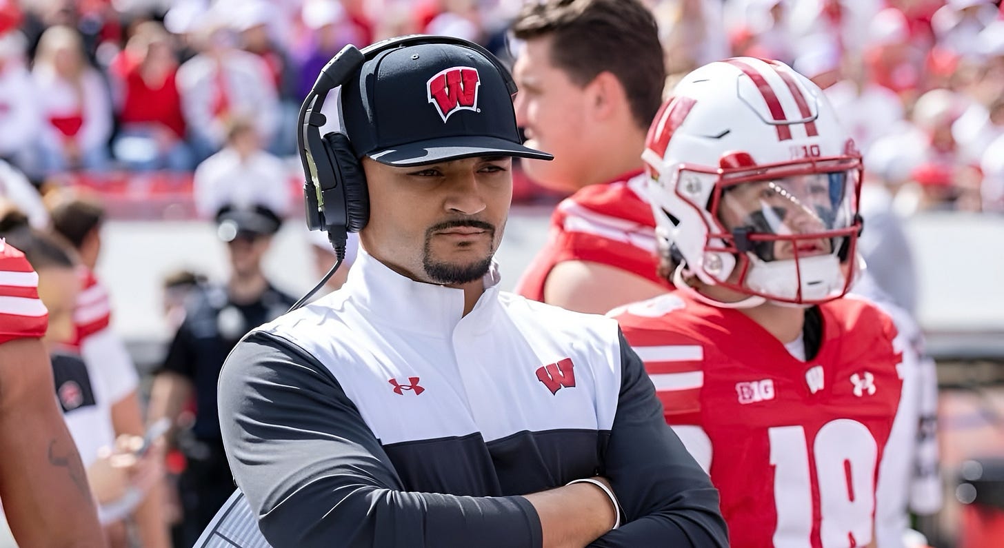 Wisconsin Badgers running backs coach Devon Spalding Wisconsin Badgers running backs coach Devon Spalding