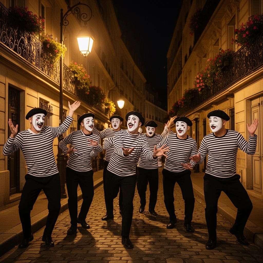 Drunken mimes in Paris