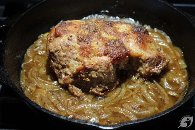 When caramelized, push the onion to the sides of the dutch oven before placing the roast fat side up back into the pot. Then, add the beef broth, cover with the lid and place the covered pot into the preheated oven to braise for about 2-1/2 (+/-) hours. When caramelized, push the onion to the sides of the dutch oven before placing the roast fat side up back into the pot. Then, add the beef broth, cover with the lid and place the covered pot into the preheated oven to braise for about 2-1/2 (+/-) hours.