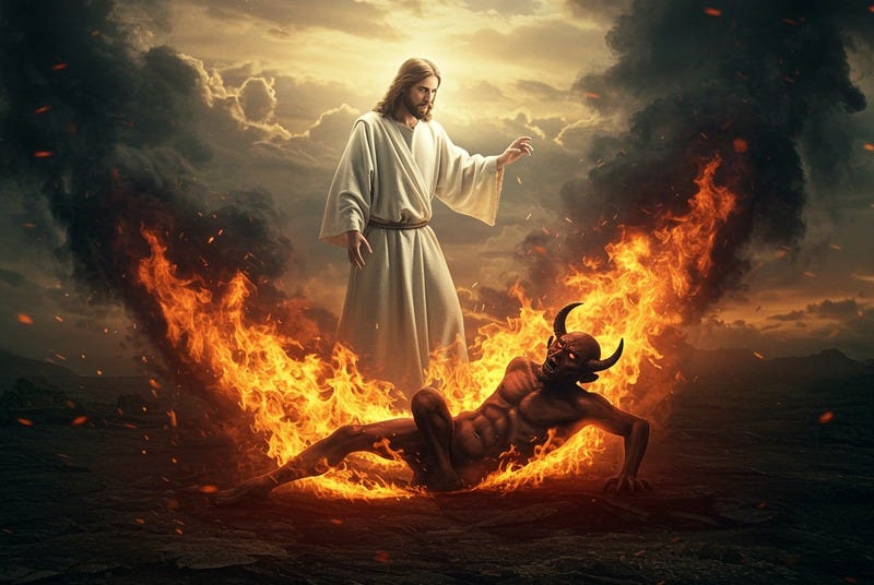 Jesus Christ Defeats the Devil with Fire Jesus Christ Defeats the Devil with Fire