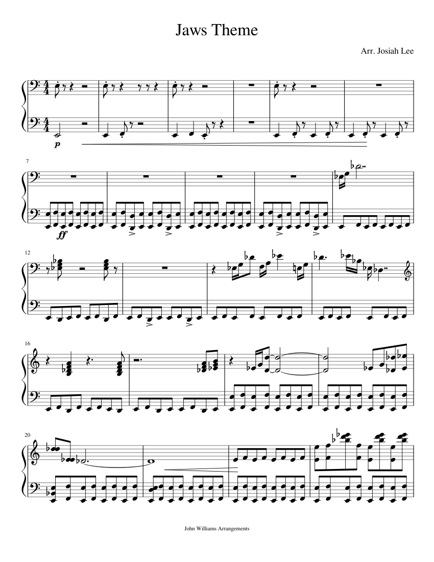 Jaws Theme Sheet Music for Piano (Solo) | MuseScore.com