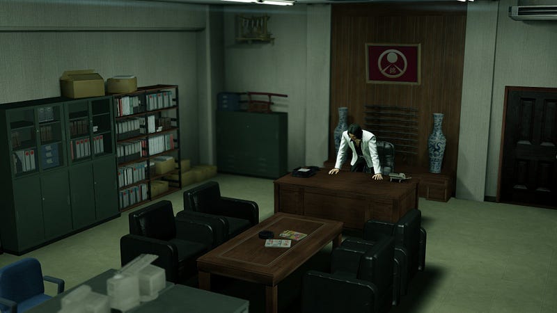 A screenshot of Nishiki in his office looking dejected A screenshot of Nishiki in his office looking dejected
