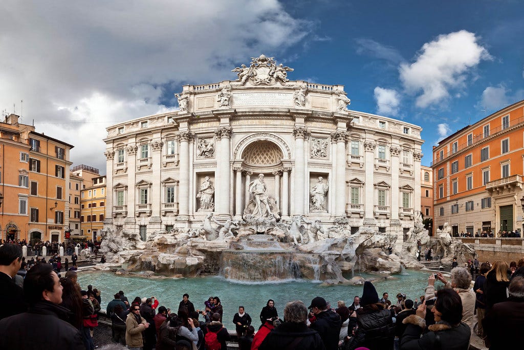 Tourists at the Trevi Fountain | A panorama of the Trevi Fou… | Flickr