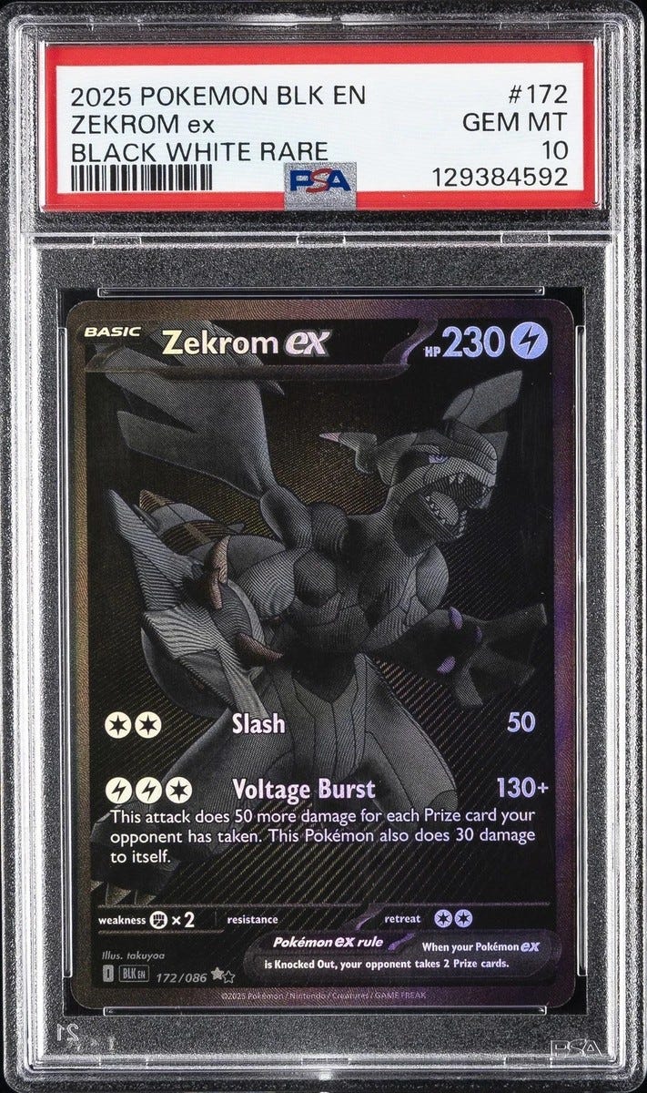 ZEKROM EX PSA 10 2025 POKEMON BLACK BOLT #172/086 BLK EN BLACK WHITE RARE 1724